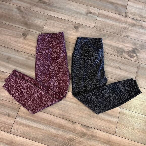 all in motion Pants - All in Motion Maroon and Black Leggings